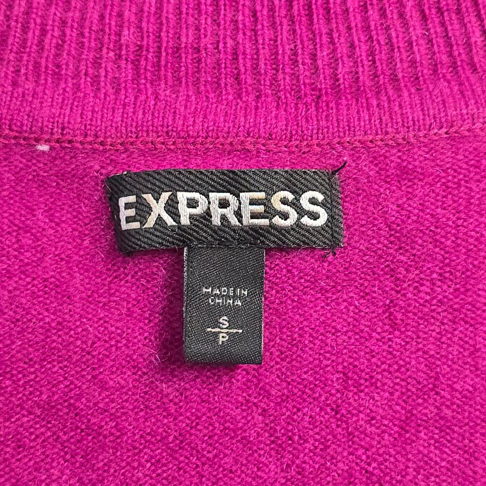 Express 100% Cashmere Sweater Women's Sz S Pink Dolman Sleeve Minimalist Luxury - Picture 7 of 9